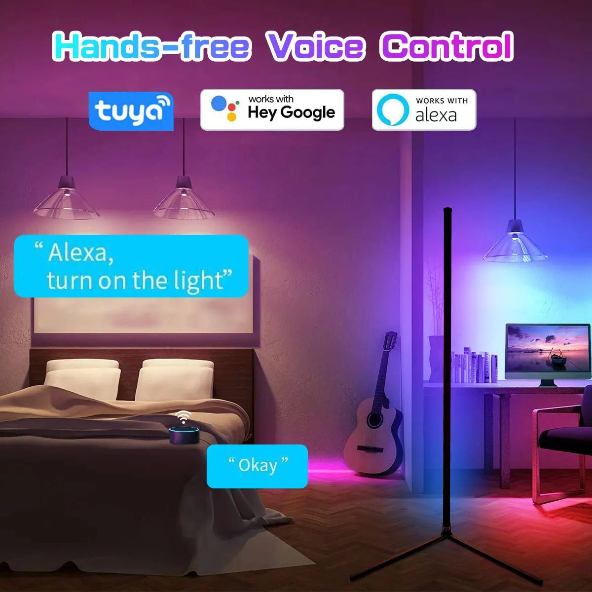 Smart Dimmable Corner Floor Lamp - Handy House