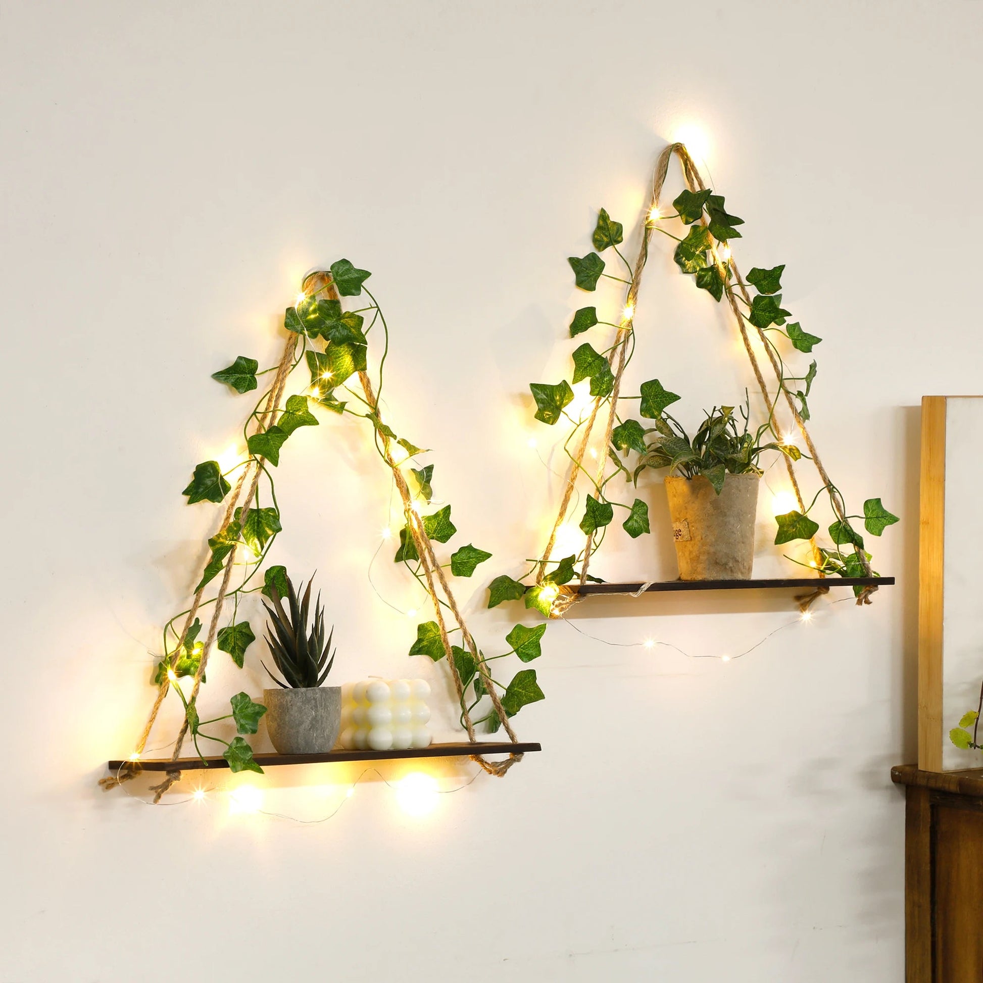 Wood Shelf LED Leaf Hanging Decoration - Handy House