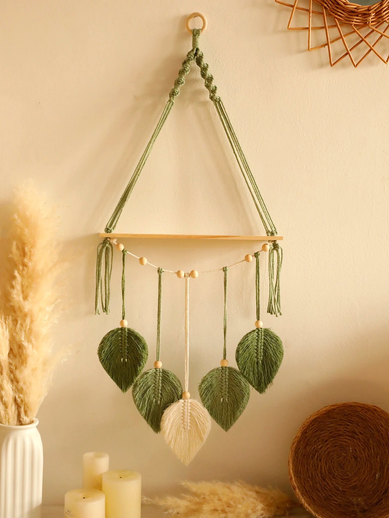 Wooden Leaf Floating Shelf Home Decoration - Handy House
