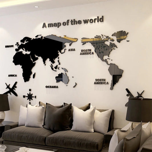 World Map Wall 3D Acrylic Decoration (2.3m x 1.2m) - Handy House